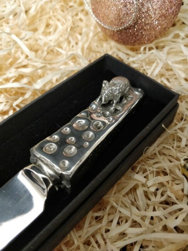 Silver Pewter Mouse Cheese Knife 2